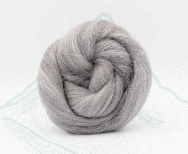 Eiger Grey - Merino and Alpaca Roving, Combed Top - Mohair & More