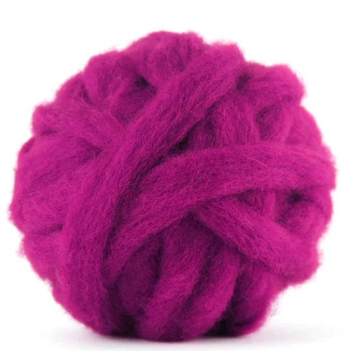 Corriedale Bulky Wool Roving-Raspberry