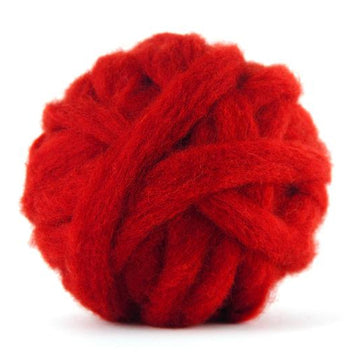 Corriedale Bulky Wool Roving-Scarlet