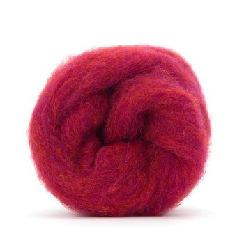 Corriedale Bulky Wool Roving-Sour Cherry