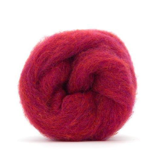 Corriedale Bulky Wool Roving-Sour Cherry - Mohair & More