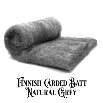 Finnish Wool Carded Batt-Natural Grey-7 oz