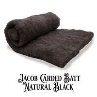 Jacob Wool Carded Batt -Natural Black-7 oz - Mohair & More
