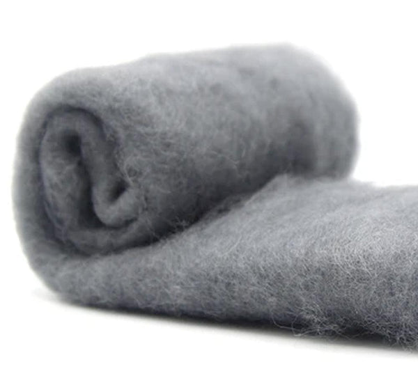 NZ Perendale Wool Carded Batt - Granite -7 oz - Mohair & More