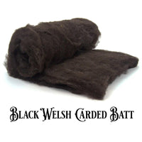 Welsh Wool Carded Batt -Natural Black-7 oz - Mohair & More